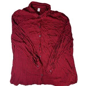 Old‎ Navy XXL Button Down Shirt Red Black Gingham Plaid Long Sleeve gingham